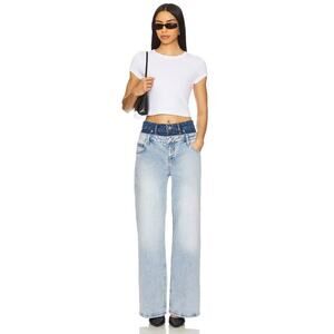 SIMKHAI  Kove Double Waistband Jean in Two Tone Del Mar 24